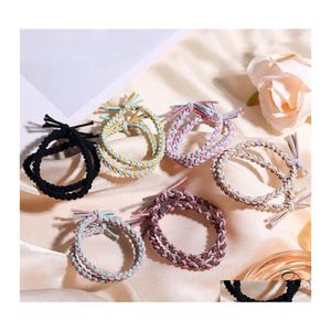 Hair Rubber Bands Elastic Pearl Charm Band For Women Girl Ins Style Rope High Elasticity With Storage Box Drop Delivery Jewelry Otqgb
