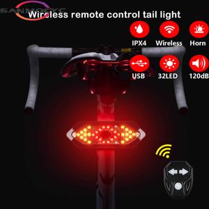 Fjärrkontroll Sign Signal Bakre cykellampa LED -laddningsbar USB Wireless Back LED Bakljuscykeltillbehör 0202