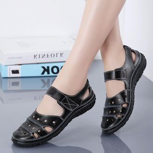 Sandals Women Summer 2023 Genuina in pelle Ladies Scarpe cassette femminile piatta casual calzature soft sola comoda
