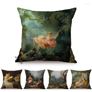 Pillow Famous Oil Painting Jean Honore Fragonard Swing Vintage Rococo Style Home Decor Sofa Cover Cotton Linen Car