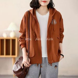 Hoodie Jacket with Velvet Thickened Women's Designer Sweatshirt Double sided Matte Fitness Hoodie Long Sleeve Clothing Casual Loose Spring jacket