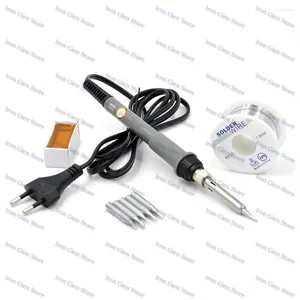 Electric Soldering Irons Kit 60W EU Plug Temperature Adjustable With Tin Soder Wire 5 Iron Tips Welding Gun Repair Tools
