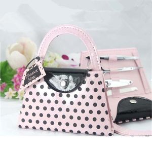 Nail Art Kits Wedding Favor Gift Pink Polka Purse Manicure Set Pedicure LX5622