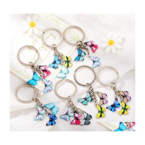 Key Rings Enamel Butterfly Keychain Chain Ring Holder Charm Insects Car Keys Women Bag Accessories Jewelry 2 T2 Drop Delivery Dhrur