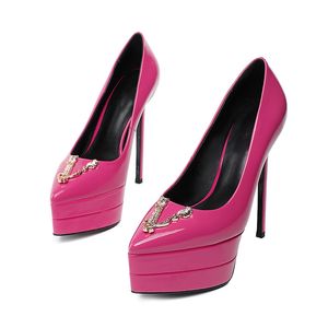 ドレスシューズ14cmスティレットポイントゥー革ファッションセクシーなハイヒールウェディングラグジュアリーブランドスチールチューブスーパーハイヒール女性靴230203