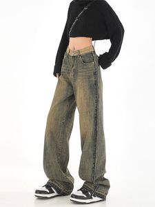 Kadın Kot Retro Yıkama Gradyan Harajuku Jean Pantolon Sonbahar Kış Yüksek Bel Bayanlar Denim Pants Amerikan Tarzı Vintage 230202