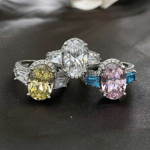 Solitaire Ring New Trendy Luxury Cubic Zirconia for Women Colorful Crystal/Pink/Yellow/Blue CZ 2022 Wedding Engagement Band Jewelry Y2302