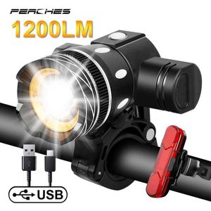 Lâmpada de farol de 2400mAh Lights com Power Bank USB LED recarregável MTB Bicycle Light Lanterna Acessórios de bicicleta 0202