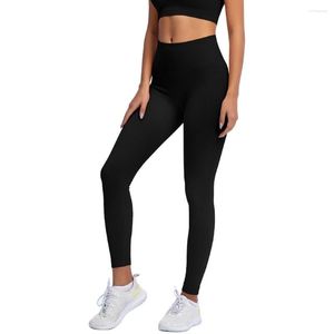 Kvinnors leggings kvinnors sömlösa solid tråd fitness yoga byxor höghus mage contr höftlyftande löpande sport tätt