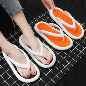 Tofflor sommarmän strand utomhus flip flops manliga kvinnor inomhus hem tjock sula icke-halk eva kvalitet modedesign glider par toffli