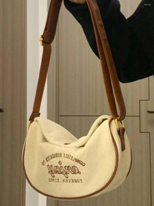 Bolsas de noite Carta Bordado Mulheres Bolsa Crossbody Fashion Corduroy Ladies ombro pequeno ombro vintage Feminino bolsa de bolsa casual