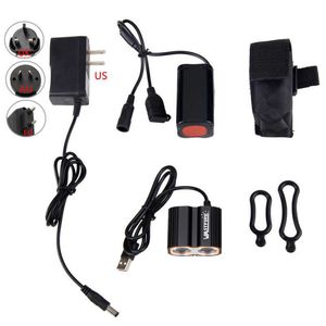 Lights 2 in 1 Light Headlamp 2X LED Front Bike Headlight USB 5V Bicycle Lamp with Headband and 6400mAh Battery Pack 0202