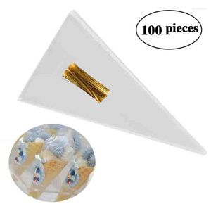 Gift Wrap 100pcs/Lot DIY Candy Bag Wedding Favors Birthday Sweet Cellophane Transparent Cone Storage With