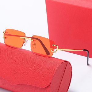 Occhiali da sole senza montatura C Custodia per occhiali di design occhiali da sole trasparenti Giallo Uomo Donna Wire Out Carter Occhiali da sole Strass Fashion Luxury Sunglass Shades Eyewear