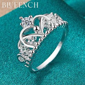 Solitaire Ring Blueench 925 Sterling Silver Crown Zircon for Women Proposal Party Carch Charm Massion Massion Jewelry Y2302