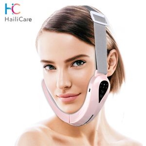 Ansiktsvårdsenheter EMS Lyft Massager Double Chin V Shape Lift Belt Red Blue Light LED FACE SLAMNING Vibration Face Lift Devices Skin Care 230203