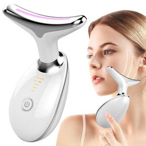 Face Massager Neck Face Beauty Device 3 Color LED Pon Therapy Skin Tighten Reduce Double Chin Anti Wrinkle Remove Neck Lift Skin Care Tools 230203