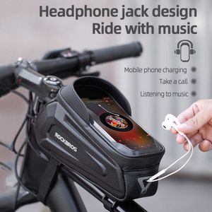 Packtaschen Tragbarer Fahrradrahmen vorne Oberrohr Radfahren Wasserdichter Hartschalen-Telefonhalter Touchscreen-Tasche MTB-Fahrradzubehör 0201