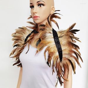 Scarves Victorian Real Feather Shawl Shrug Gothic Collar Shoulder Wrap Cape Cosplay Party Body Cage Harness Bra Belt Fake