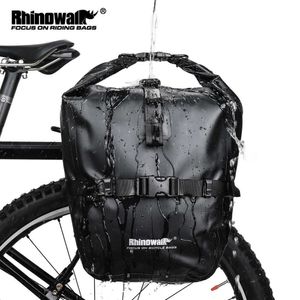 Panniers s Rhinowalk 20L Bicycle Pannier Accessories Waterproof Portable Bike Trunk Pack Travel Cycling Bag 0201