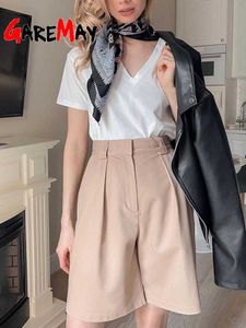 Women's Shorts Summer 2023 Long with High Waist Female Loose White Classic Knee-Length Office Wide Black Candy Y2302