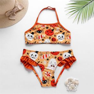 Women's Swimwear Cute Funny Baby Kids Girls Bikini Set 2023 Falbala Ruffle Print Children Swimsuit Girl Bathing Suit