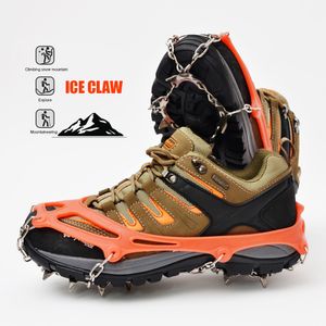 Crampons 1 Pair 13 Teeth Anti-slip Outdoor Climbing Crampons Winter Ice Snow Over Shoes Cover Gripper Spike Cleats with Storage Bag 230203