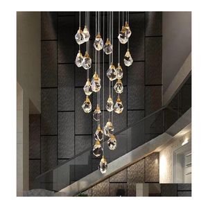 Pendant Lamps Led Chandelier Lights Postmodern Atmosphere Luxury Crystal Duplex Building Lobby Spiral Drop Delivery Lighting Indoor Dhfwj