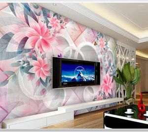 Tapeten Papel De Parede Romantische rosa Blumen Weiche Kreis 3D Tapete Wandbild Wohnzimmer TV Wand Schlafzimmer Küche Papiere Wohnkultur