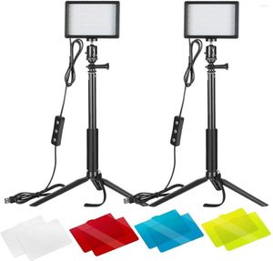 Flash Heads USB LED Telefon Video Işık Kiti 1 Paketler Dimmabable 5600K Aydınlatma Tripod Stand ve Renk Filtreleri Düşük Açılı Çekim Oyunu için