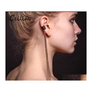 Ear Cuff Arrivals Tassel Earring European Punk Clip Non Piercing Alloy Chain Long Statement Earrings For Women Drop Delivery Jewelry Ot1Tx