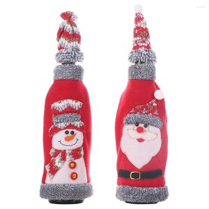 Christmas Decorations 1pcs Red Wine Bottle Bags Cover Merry Drawstring Cloth Bag Home Table Decoration Gift