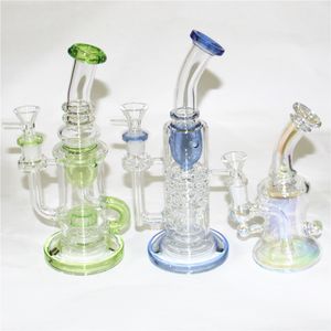 Matris Perc Hookahs Percolator Glass Bong Recycler Oil Bubbler Water Pipes 14mm Female Joint Heady Dab Rigs With Bowl Ash Catcher