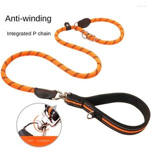 Dog Collars Pet Leash Reflective Explosion-proof Punch P Chain Nylon Comfortable Grip Supplies Adjustable Size 3 Color Leashes