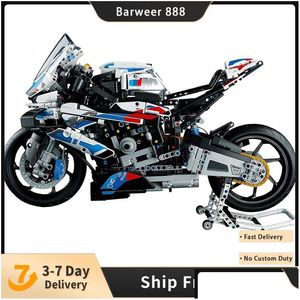 Blocks Technikauto Block M 1000 RR Motorrad Typ Rennfahrzeug Modell 1920pcs Geb￤ude Backstein Spielzeug Kinder Geburtstagsgeschenkset Compat Dha9g