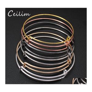 Bangle Wholesale 10st/Lot USA Fashion DIY Expanderbara justerbara armband f￶r kvinnor M￤n 50mm 65mm storlek Tr￥darmband Drop Delivery J OT5KO