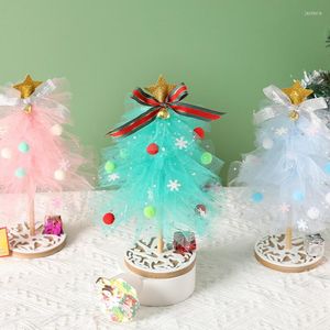 Christmas Decorations Mini Mesh Tree Tabletop With Led Lights DIY Home Winter Party Centerpiece Supplies