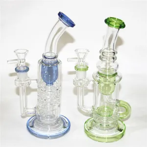Glass Bongs Hookahs Thick Dab Rig Water Pipes 14mm Joint Heavy Recycler Smoking Shisha with bowl