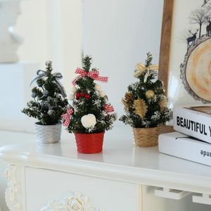 Decorazioni natalizie 20 cm Mini albero di Natale Artificiale da tavolo Festival Ornamenti da tavolo per la casa in miniatura Anno