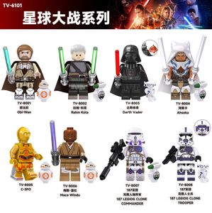 TV6101 Plastic Building Blocks Space Wars Minifigs Ahsoka C 3PO Obi Wan Mini Toy Figures