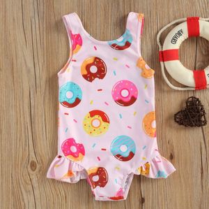 Baby-Badebekleidung, einteiliger Badeanzug für kleine Mädchen, Sommer-Kinder, süßer Druck, ärmellose Badebekleidung