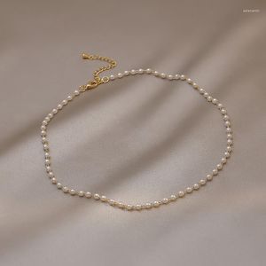 Цепи ретро простой дизайн моды Геометрический жемчужный ожерелье Ист -Грата сеть красные художественные фанаты Кокер личность Tide Женщины