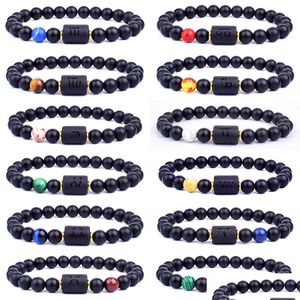 Perlen 8mm Steinperlen 12 Sternbilder Paar Str￤nge Armband M￤nner Armb￤nder f￼r Frauen pstseras mascina hombre Mann Herren Juden Dhgarden Dhj52