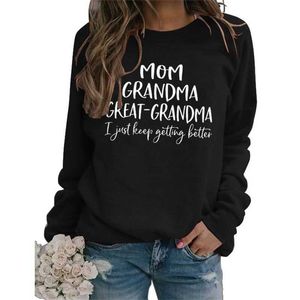 乾燥したカジュアルな女性Tシャツファッションボトムド長袖ママおばあちゃん素晴らしいレタリングセーター