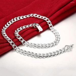 Ketten Charms 925 Sterling Silber Klassische 10MM Kettenhalskette für Herren Weihnachtsgeschenke Mode Party Edlen Schmuck 20/24 Zoll