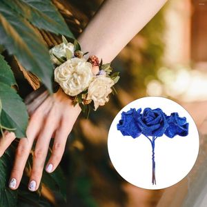 Flores decorativas Flores rosa rosa falsa Artificial Bouquet Wedding Floral Picks Heads