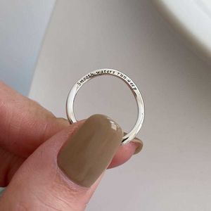 Solitaire Ring Real 925 여성 손가락 중심을위한 스털링 실버 파비 고리 2022 미니멀리스트 편지 925 보석 여성 Y2302