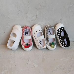 Athletic Shoes Korean Girls Cherry Cute Dot Canvas For Baby Boy Walking Kindergarten Liten White Toddler Casual Shoe