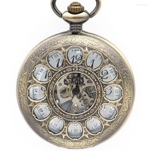 Pocket Watches Mens Fob Bronze Steampunk Mechanical Men And Women Classic Hollow Roman Digital Watch For Gift