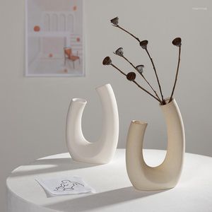 Vases Nordic Dried Flower Vase White Ceramic Home Decoration Arrangement Hydroponic Cafe Studio Decor Plant Pots